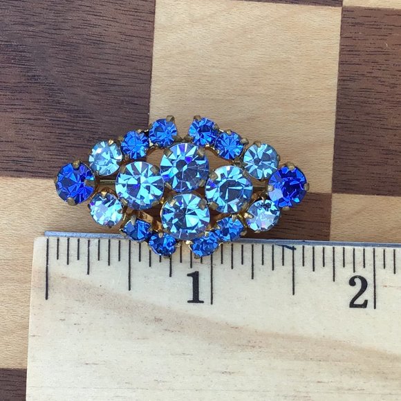 Dazzling Blue Vintage Brooch Pin - Picture 7 of 9